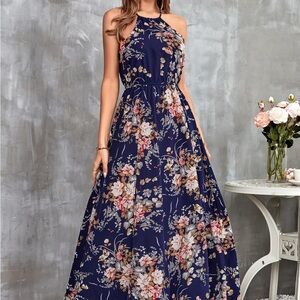 Floral Halter Maxi Dress
